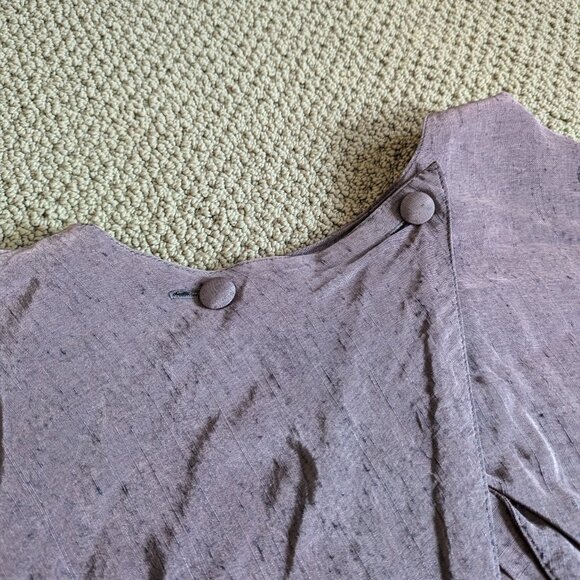 Vintage metallic-like purple mini dress with flattering hip skirt, size M - Picture 4 of 15